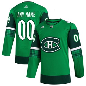  Montreal Canadiens adidas St. Patrick's Day Authentic Custom Jersey - Kelly Green
