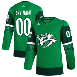  Nashville Predators adidas St. Patrick's Day Authentic Custom Jersey - Kelly Green