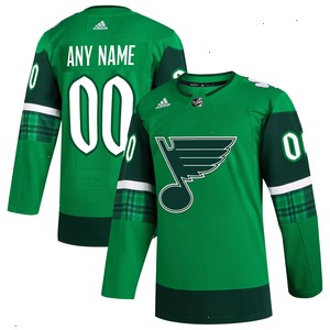  St. Louis Blues adidas St. Patrick's Day Authentic Custom Jersey - Kelly Green