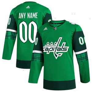  Washington Capitals adidas St. Patrick's Day Authentic Custom Jersey - Kelly Green